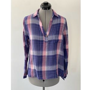 BDG Pink/Blue Plaid Boyfriend Flannel Shirt Size Medium
